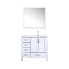 Jacques Modern White 36 Single Sink Vanity with Mirror - Right Version | LJ342236SAWQM34R