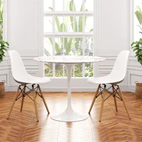 Tulip 40 Marble Dining Table & Eiffel Chairs Set