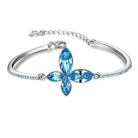 Yellow Chimes Blue Butterfly White Gold Plated Charm Bangle Bracelet for Women and Girls