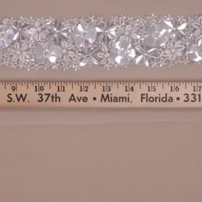 2.5" Silver and White Floral Rhinestones and Crystals Trim