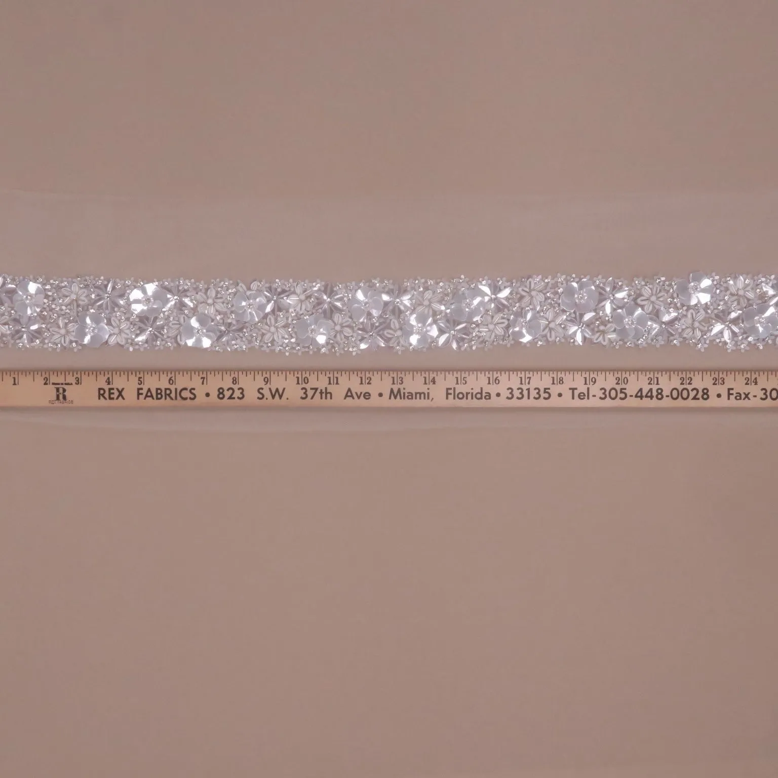 2.5" Silver and White Floral Rhinestones and Crystals Trim