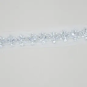 2.5" Silver Floral Rhinestones and Crystals Trim