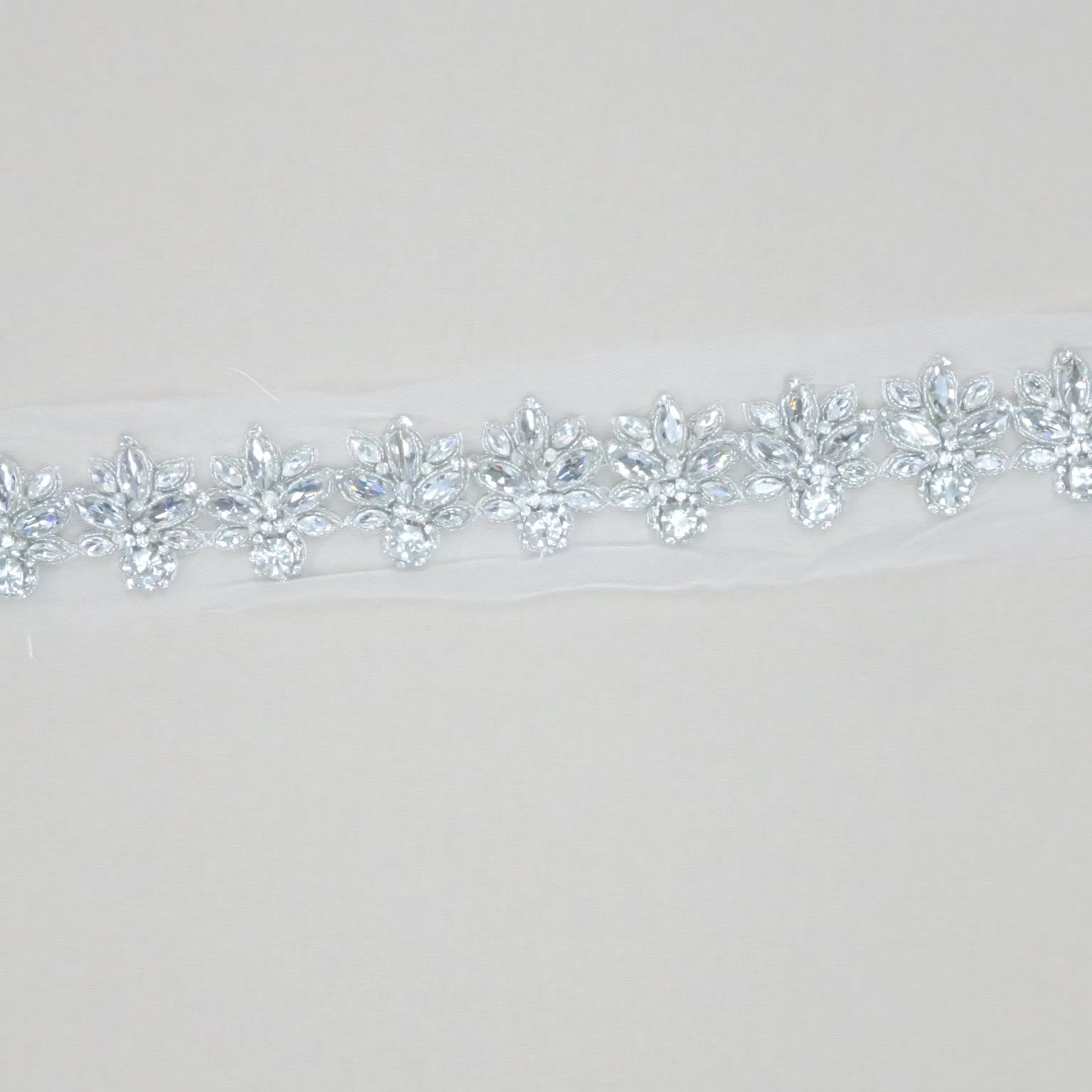 2.5" Silver Floral Rhinestones and Crystals Trim