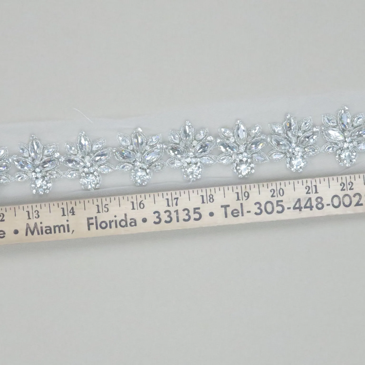 2.5" Silver Floral Rhinestones and Crystals Trim