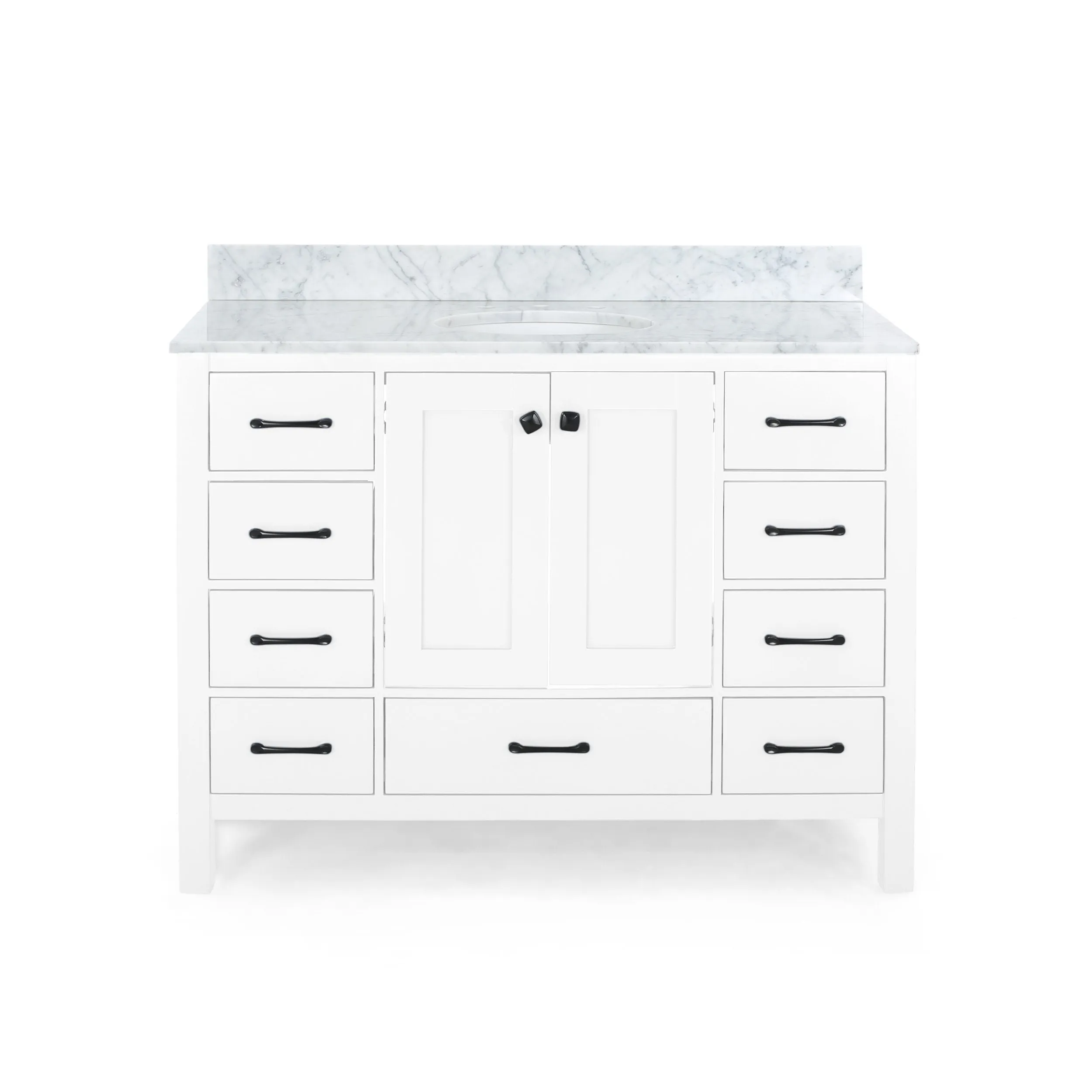 48" Wood Single Sink Bathroom Vanity with Marble Counter Top with Carrara White Marble - NH139703