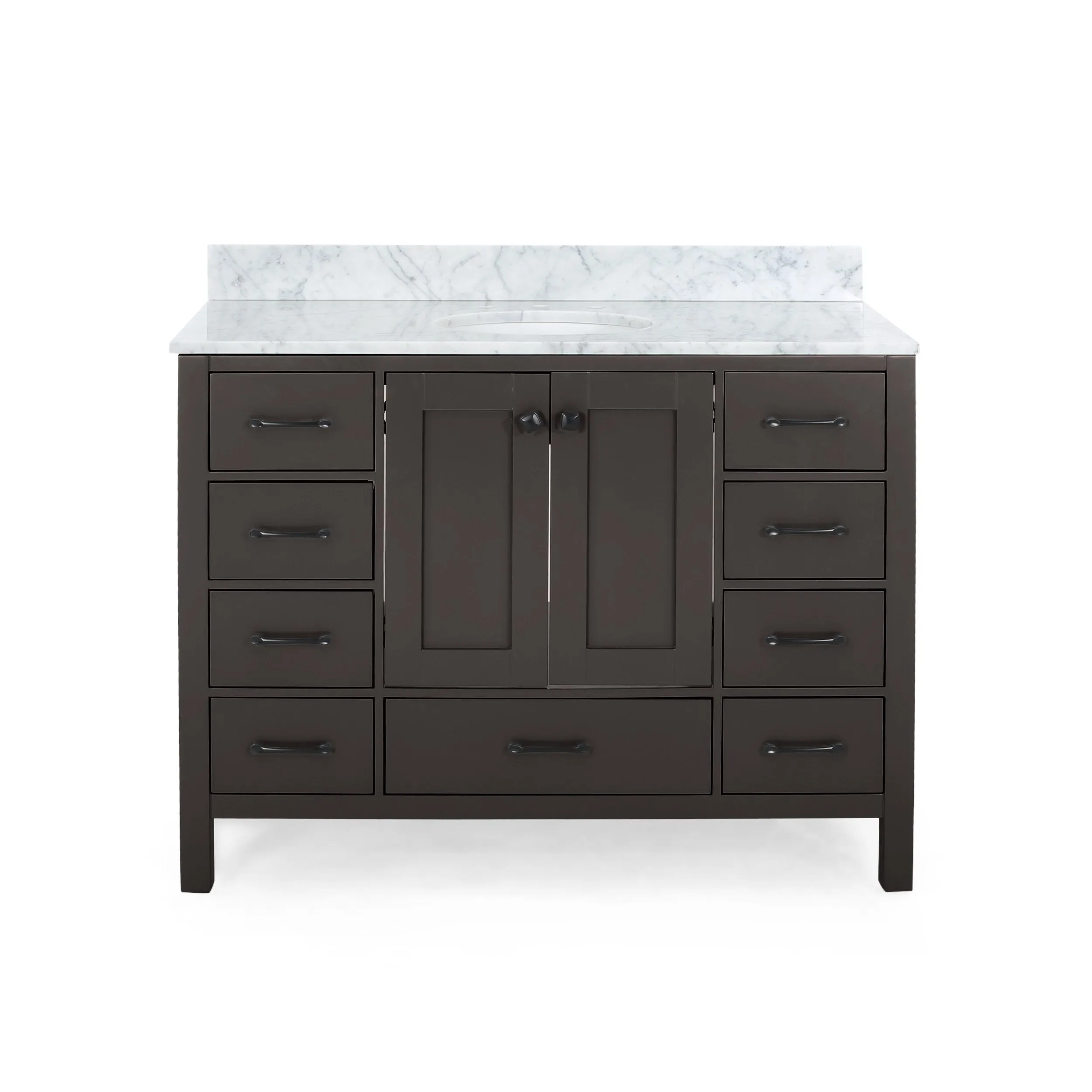 48" Wood Single Sink Bathroom Vanity with Marble Counter Top with Carrara White Marble - NH139703