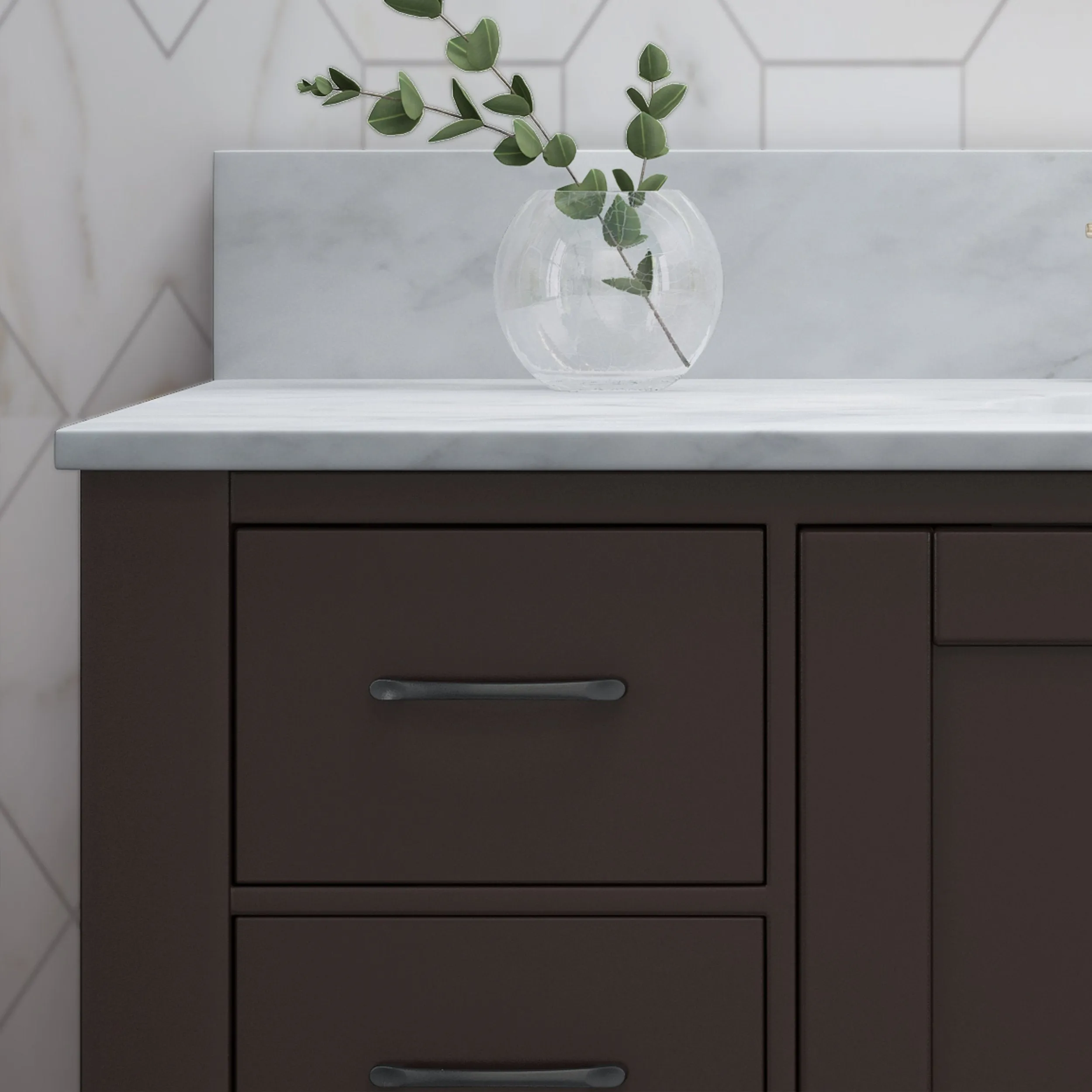 48" Wood Single Sink Bathroom Vanity with Marble Counter Top with Carrara White Marble - NH139703