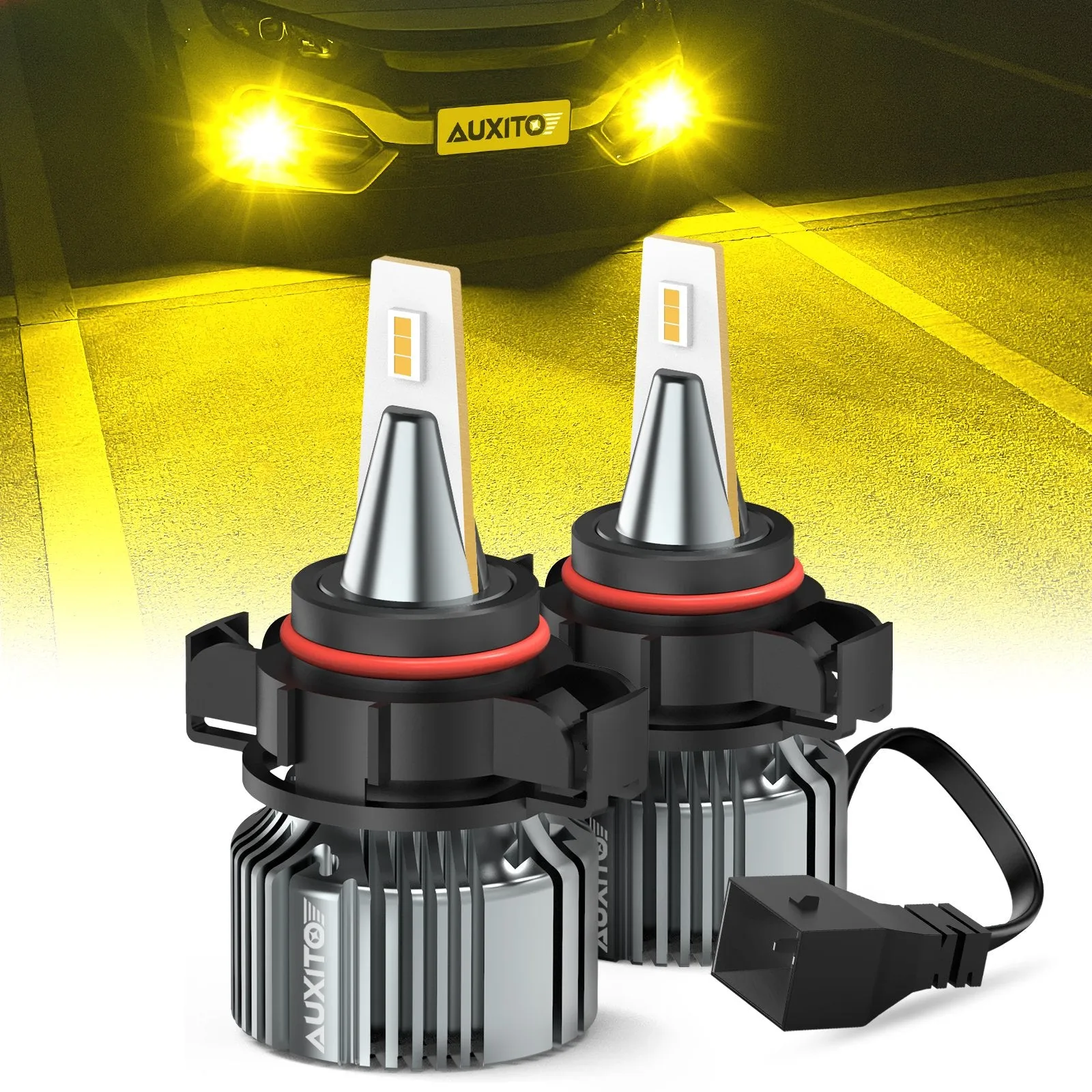 5202 5201 LED Fog Light Bulbs 3000K Amber Yellow CSP Chips 30W 6000 Lumen Per Pair