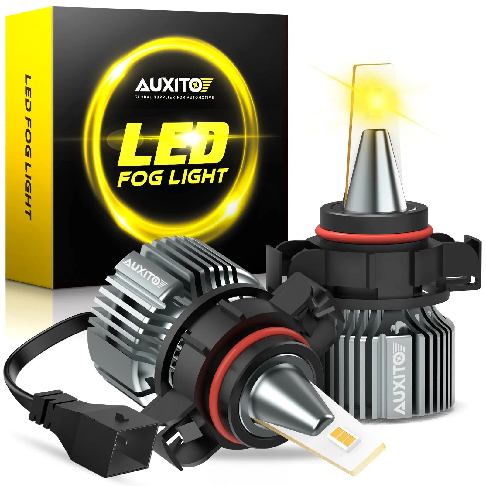 5202 5201 LED Fog Light Bulbs 3000K Amber Yellow CSP Chips 30W 6000 Lumen Per Pair