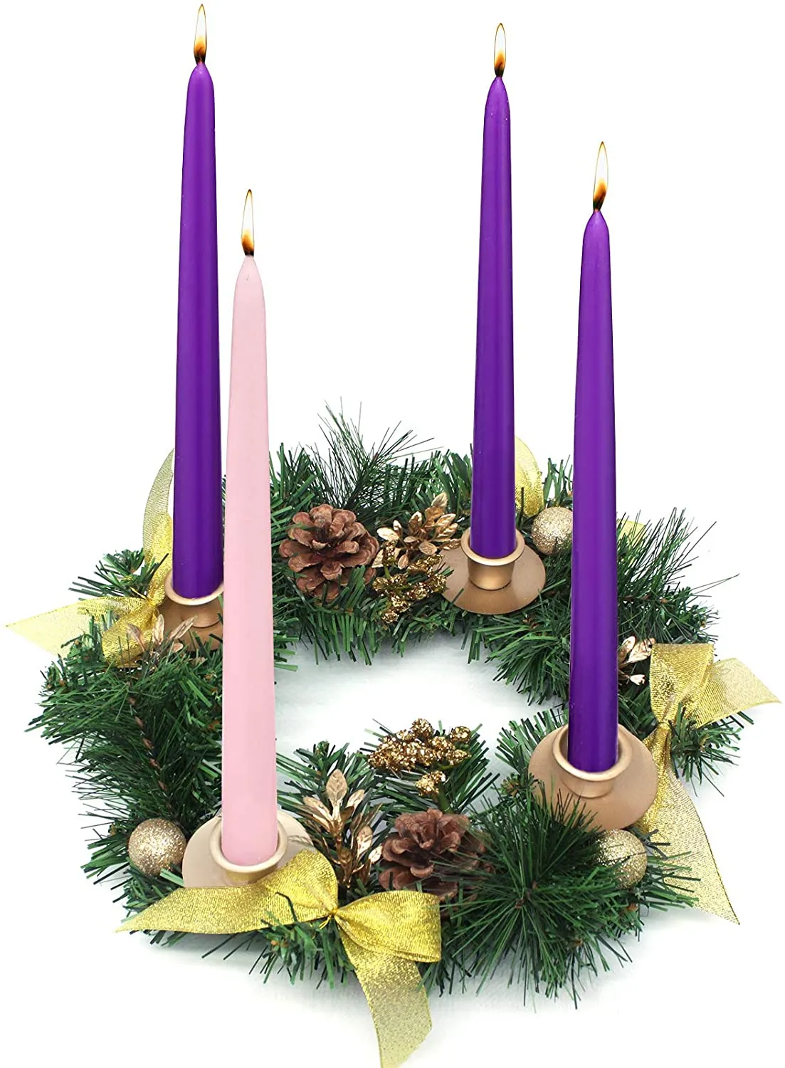 Advent Candle Holder Wreath X-mas Candles Decorations