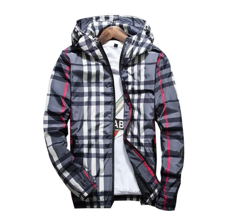 autumn man Jacket men's jackets fashion slim hooded clothes versatile spring men's plaid coat