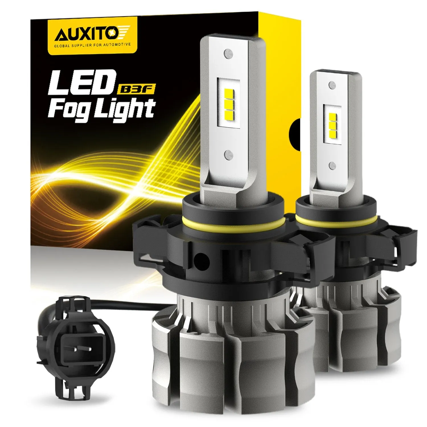 AUXITO 5202 LED Bulb Fog Light Bulbs, Fanless Design, 6000 Lumens 6500K White 5201 PS19W Halogen Bulb DRL Replacement