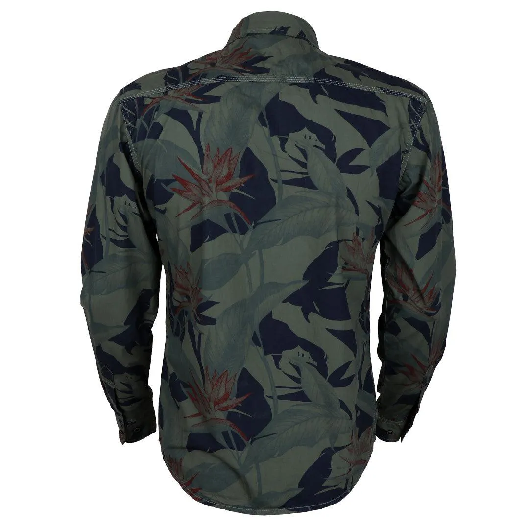 Bajieli Floral Styled Long Sleeve Green Shirt