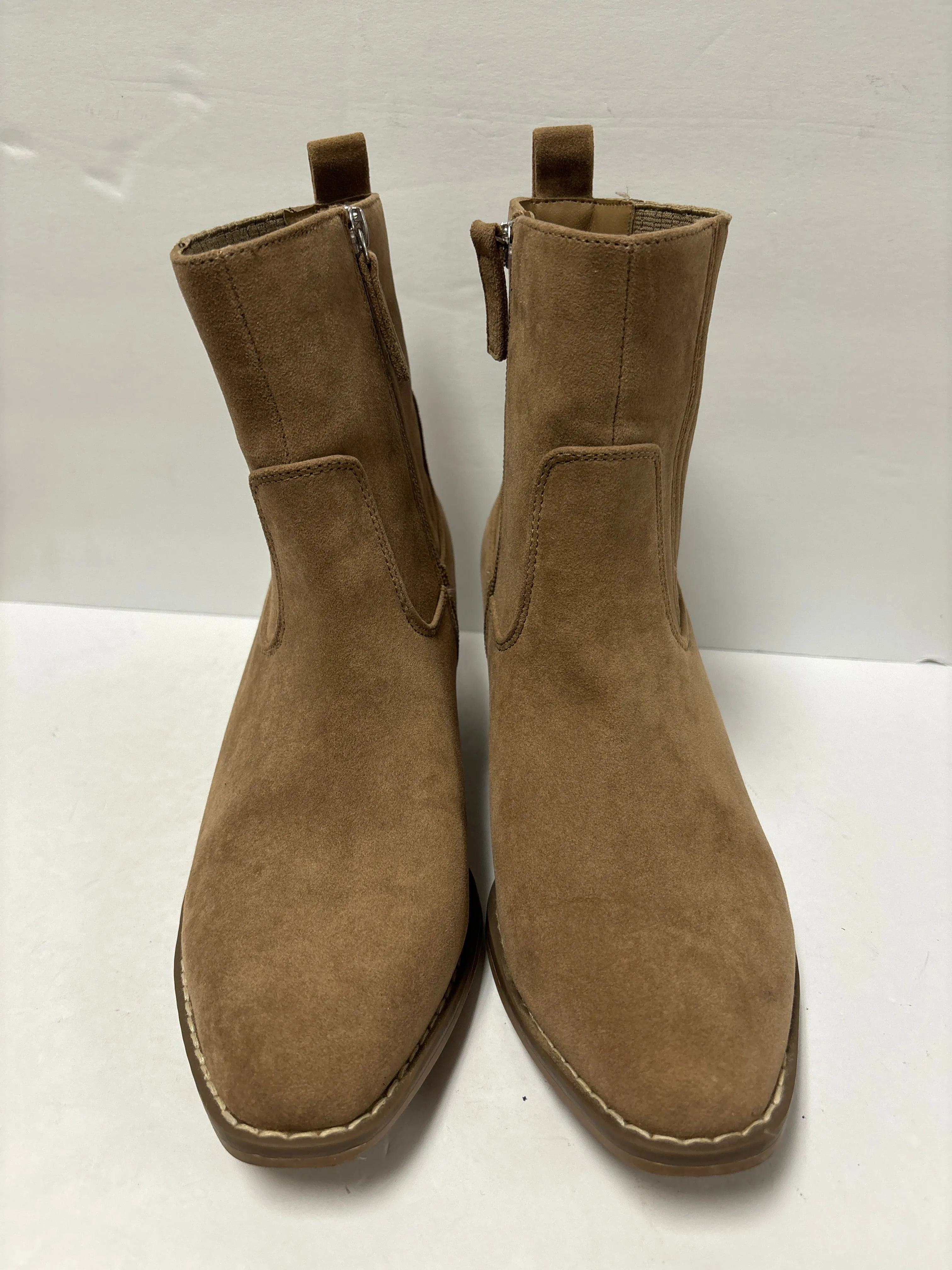 Beige Boots Ankle Heels Universal Thread, Size 9