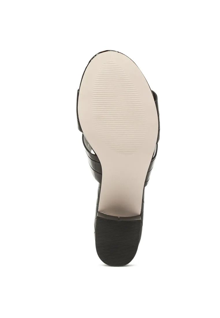 belen croc print slip-on sandals