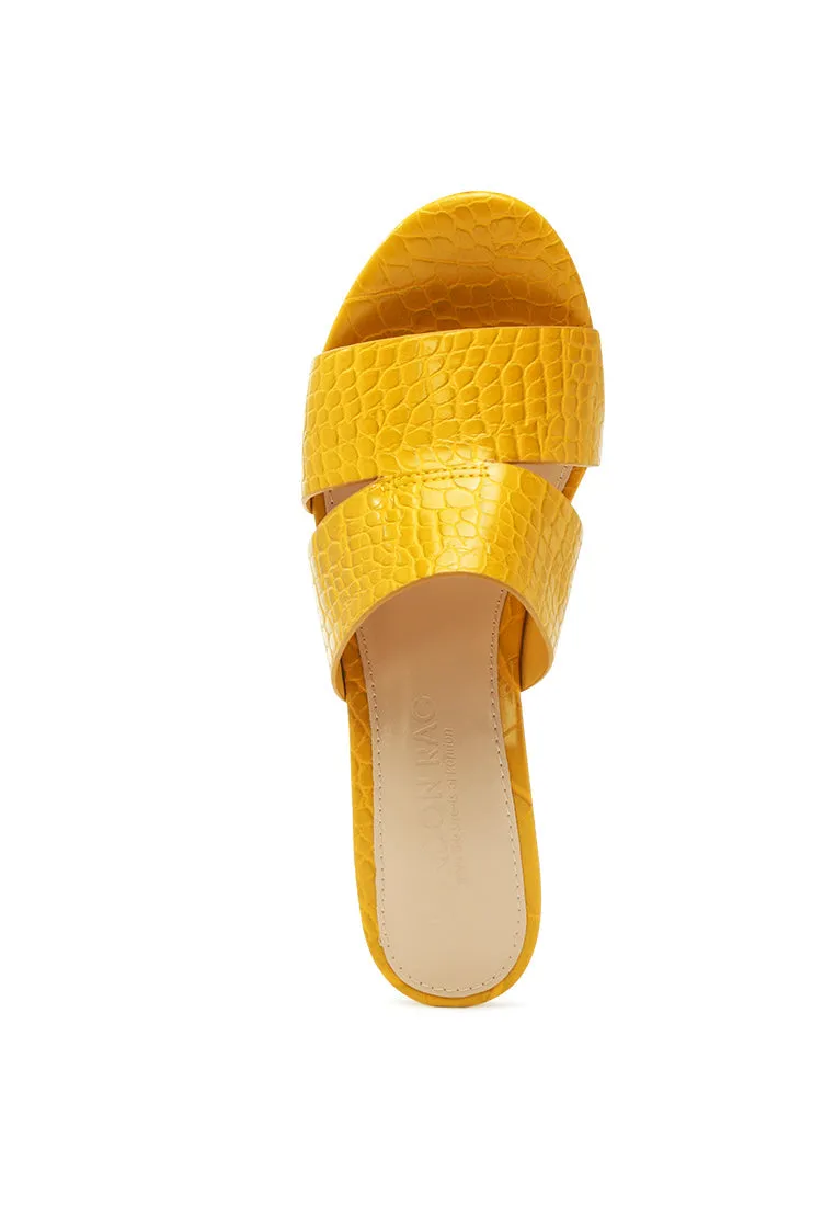 belen croc print slip-on sandals