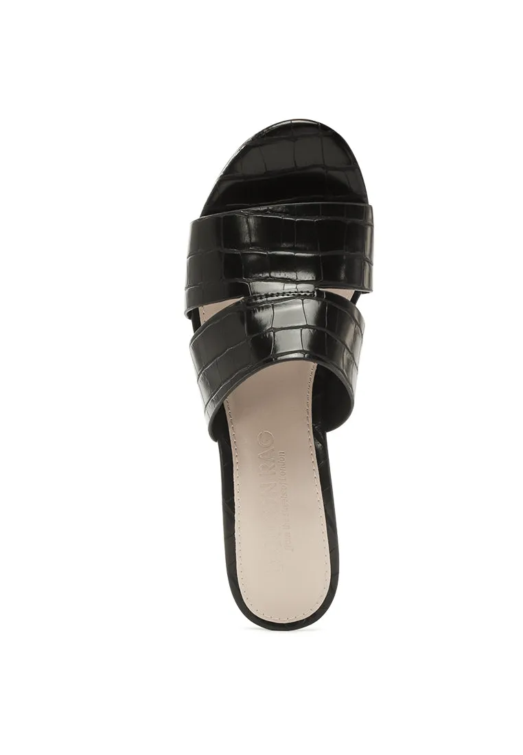 belen croc print slip-on sandals