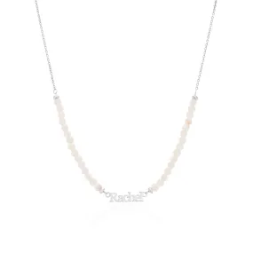 Birthstone Beaded Name Necklace (Silver)