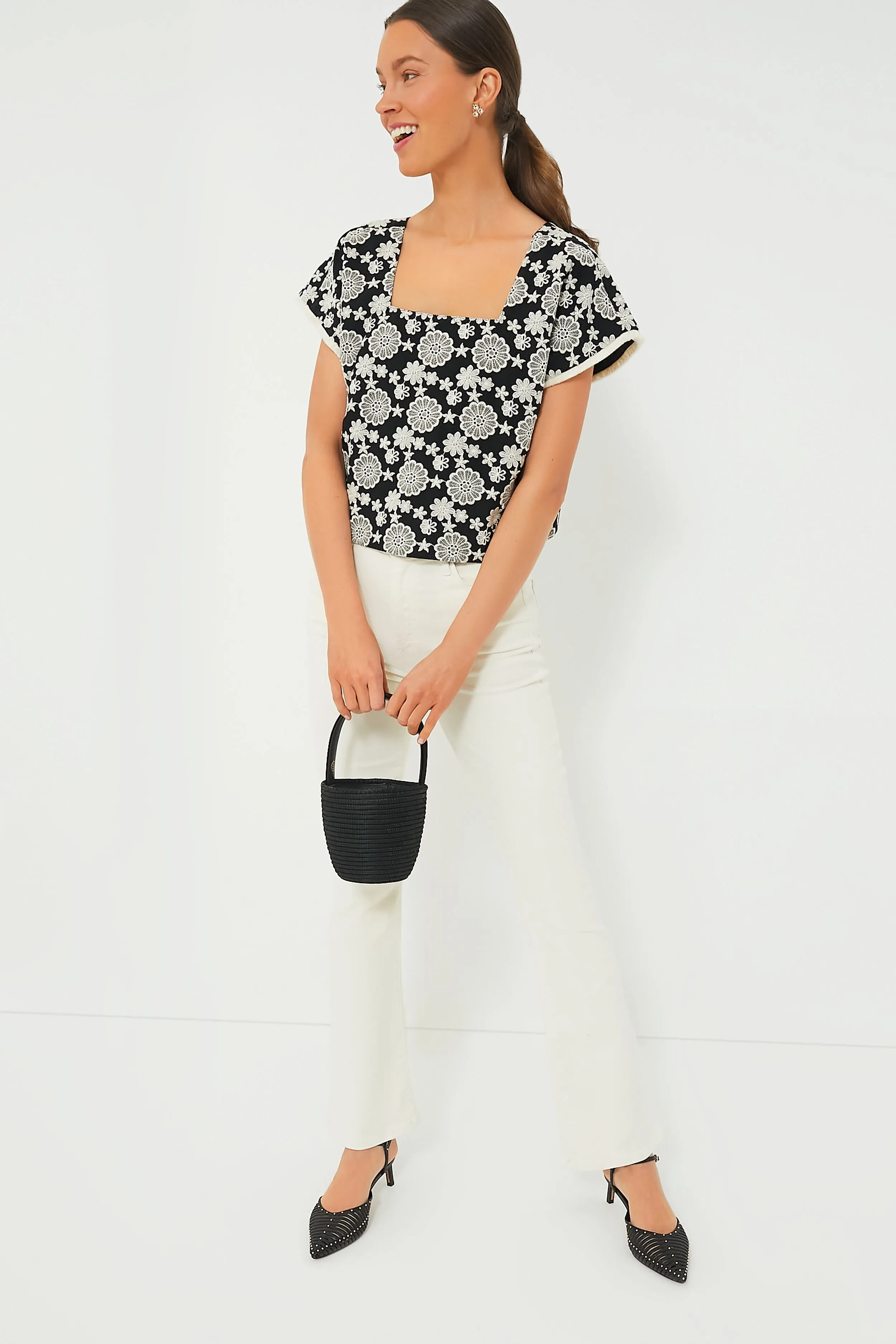 Black & Ivory Eyelet Vivienne Blouse