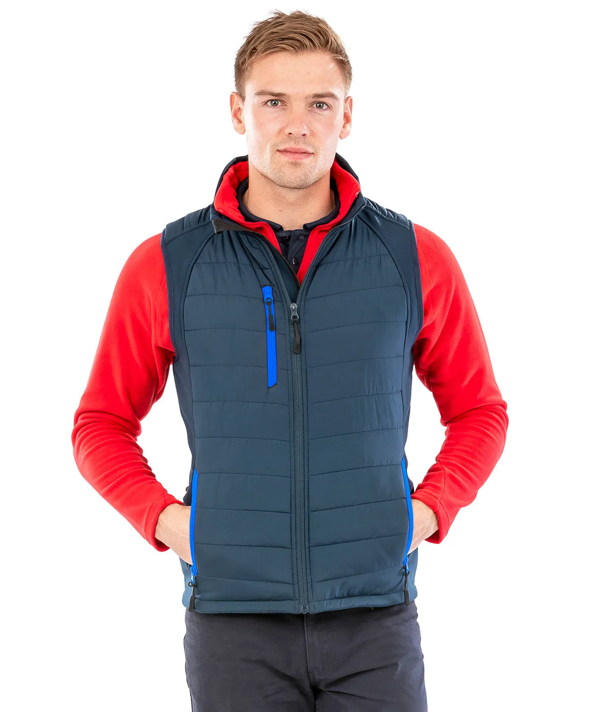 Black/Red - compass padded softshell gilet