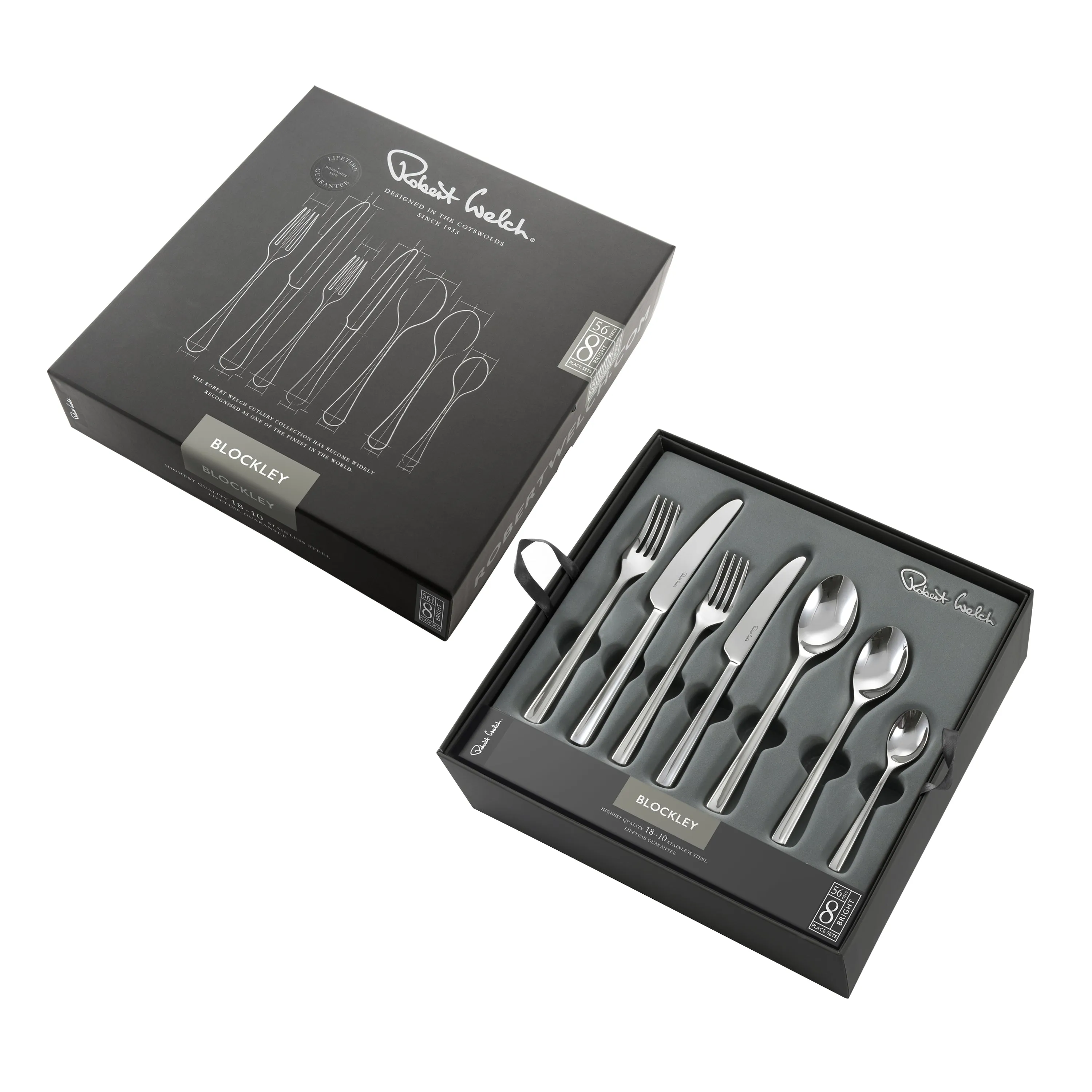 Blockley Bright Cutlery Set, 56 Piece for 8 People