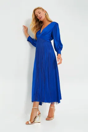 Bright Blue Fringes Maxi Dress