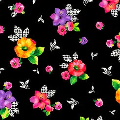 Brooke LARGE TOSSED FLORAL BLACK