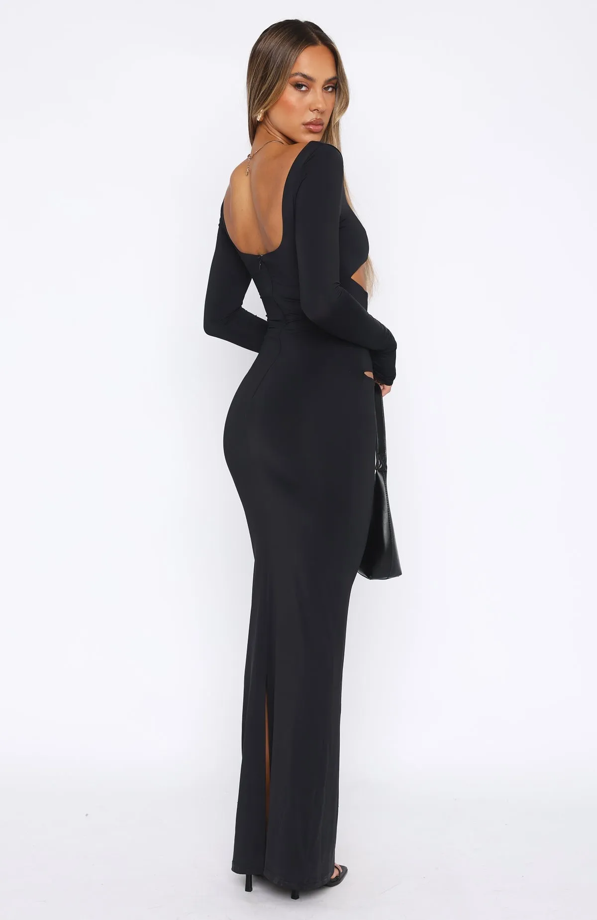 Catch Me Quick Long Sleeve Maxi Dress Black