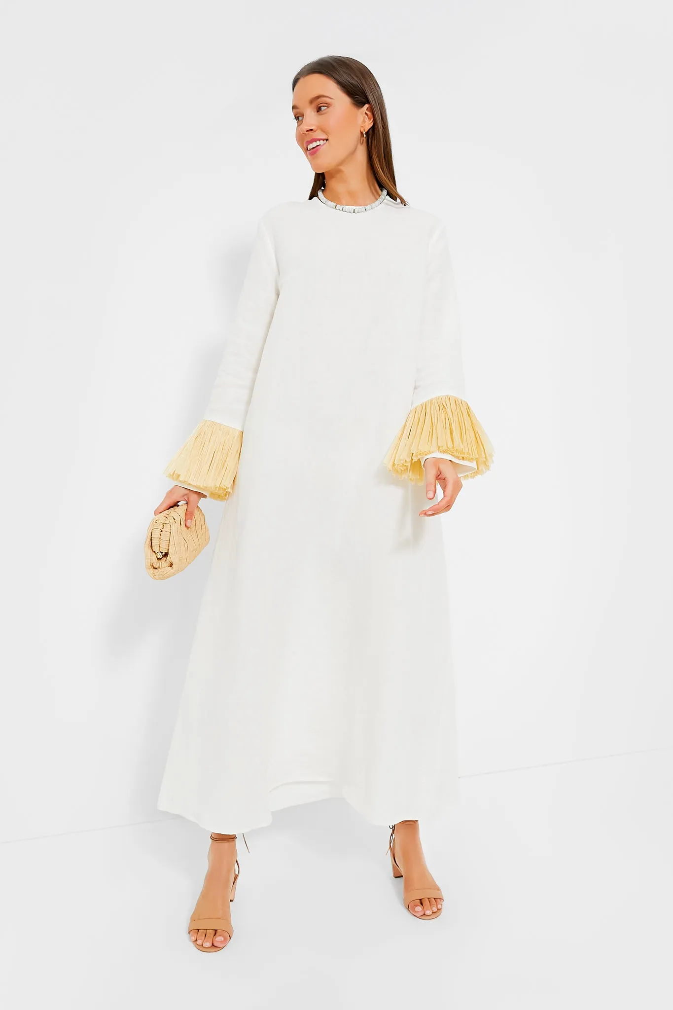 Coconut Milk Crusoe Raffia Linen Maxi Dress