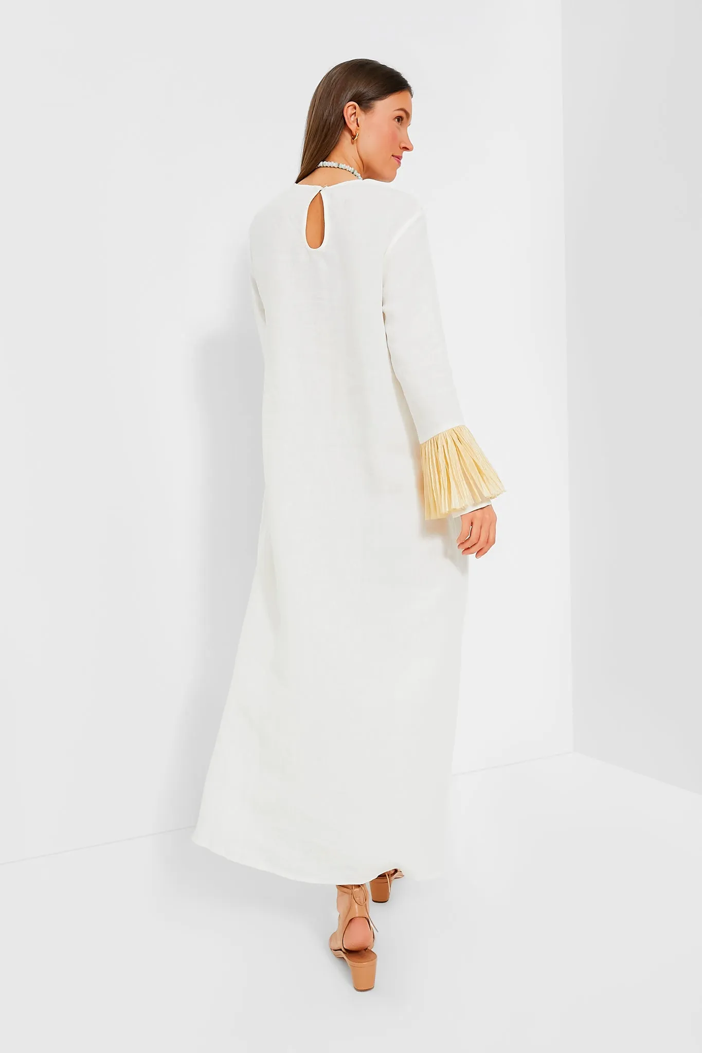 Coconut Milk Crusoe Raffia Linen Maxi Dress