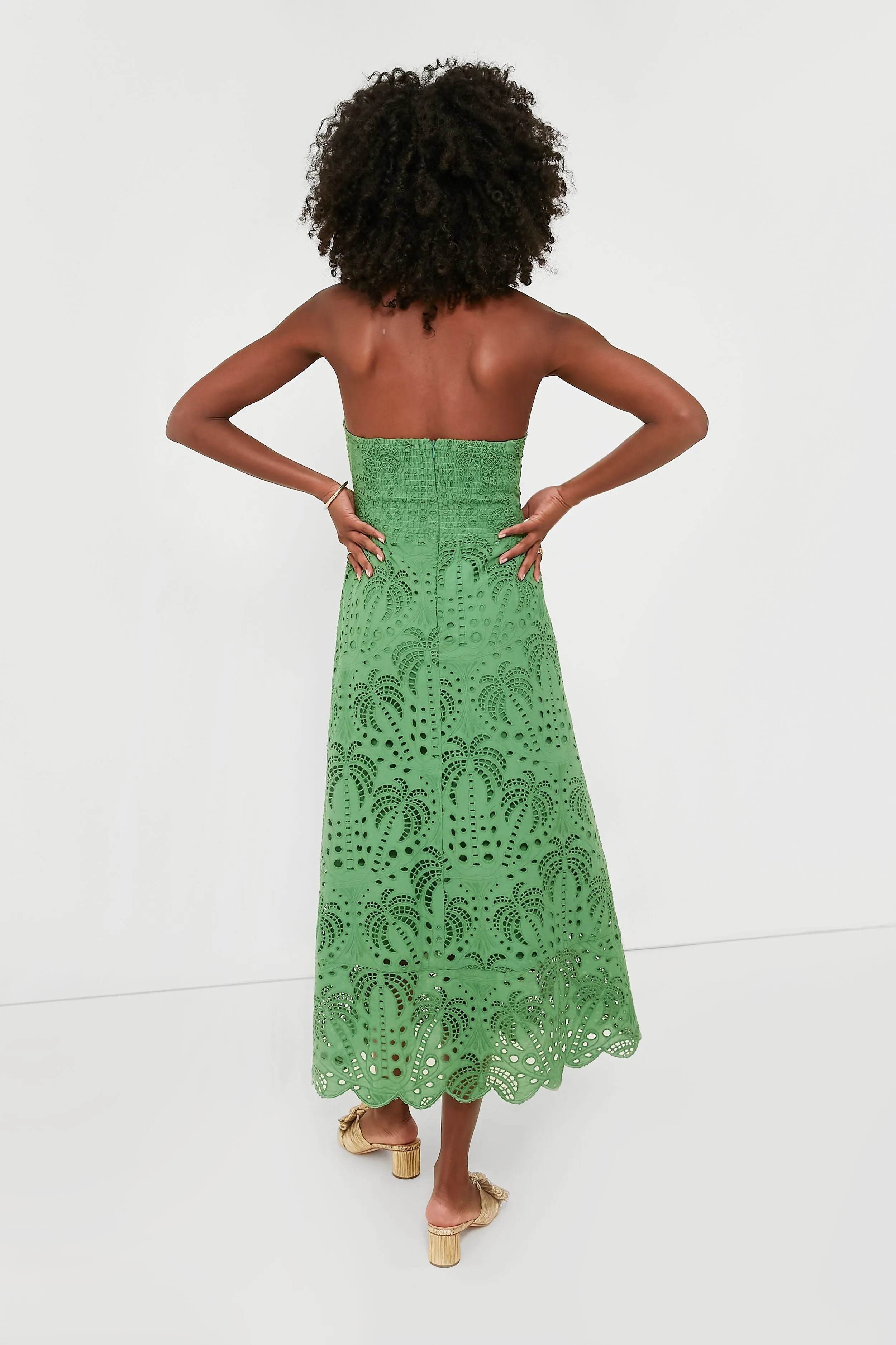 Coconut Tree Richilieu Green Midi Dress