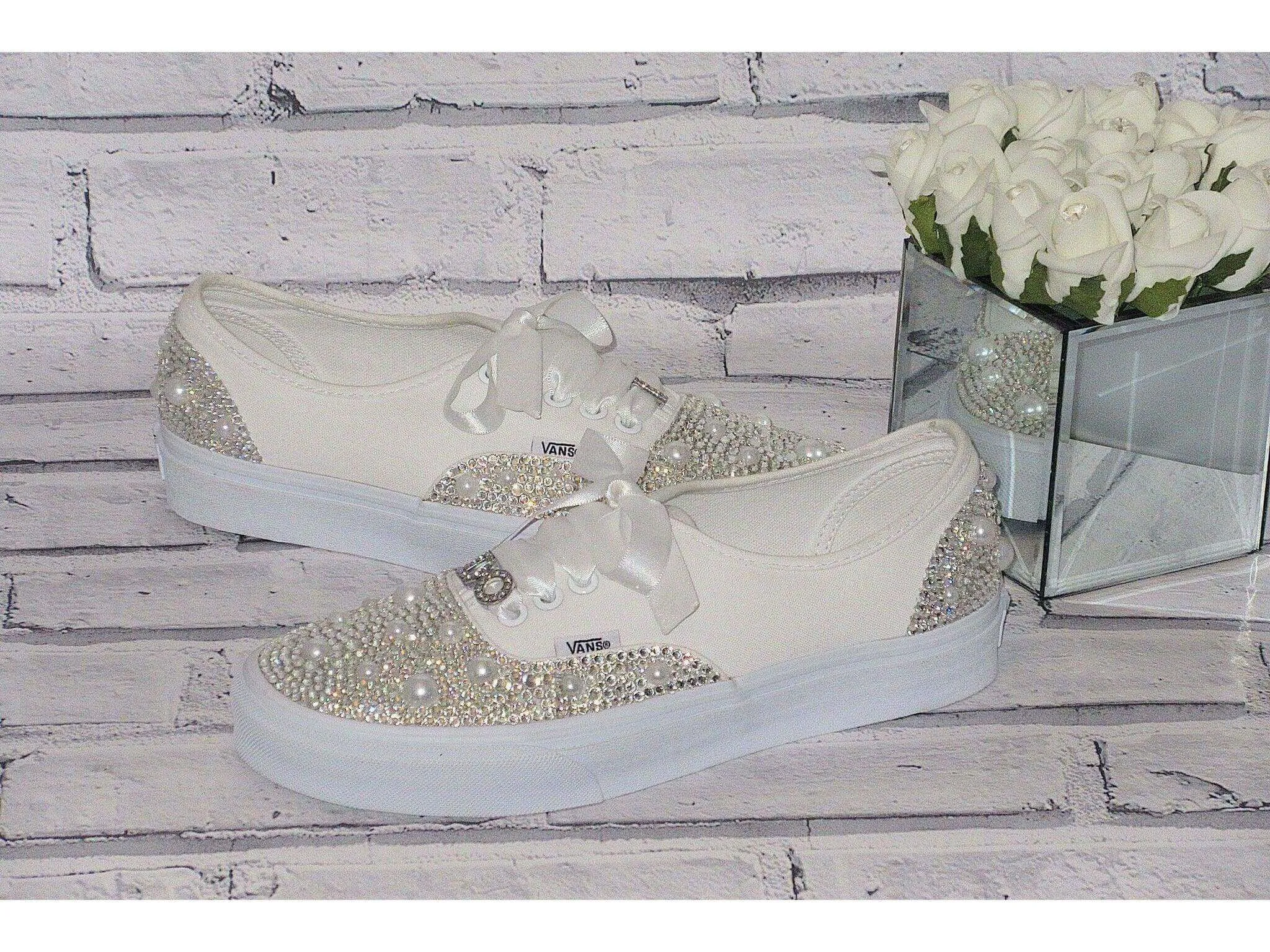 Crystal & Pearl Wedding "I Do" Vans, Wedding Trainers for Brides.