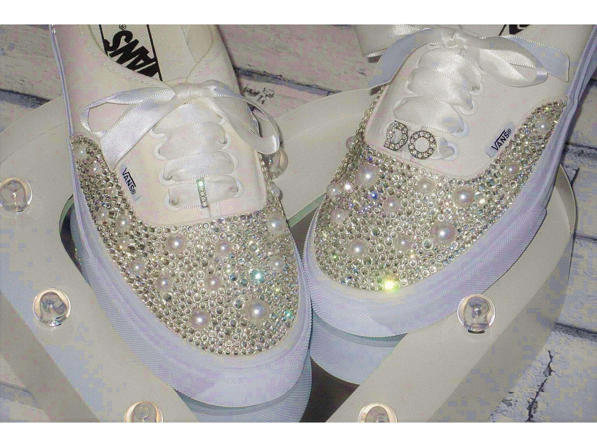 Crystal & Pearl Wedding "I Do" Vans, Wedding Trainers for Brides.