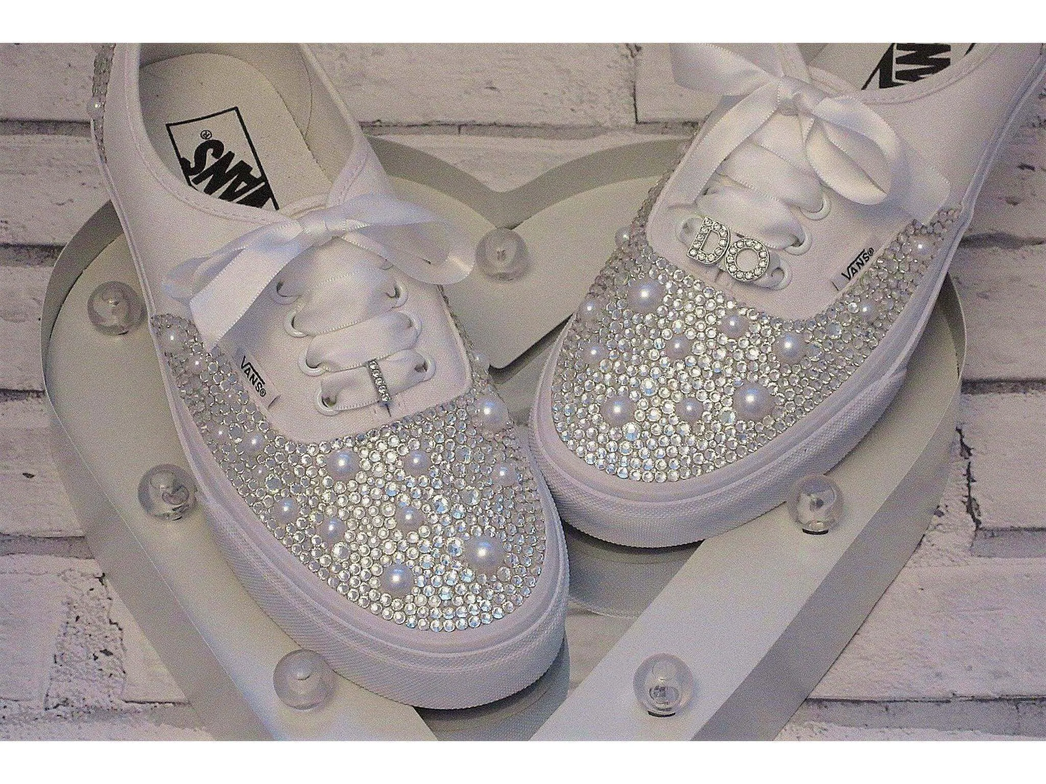 Crystal & Pearl Wedding "I Do" Vans, Wedding Trainers for Brides.