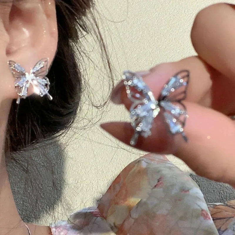 Diamond Butterfly Stud Earrings