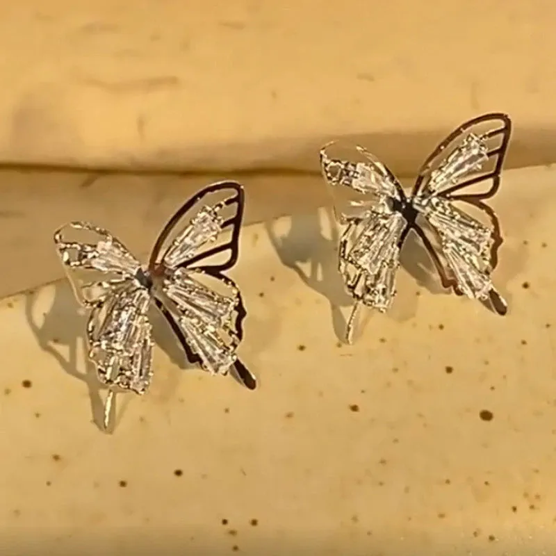 Diamond Butterfly Stud Earrings