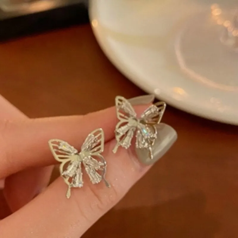 Diamond Butterfly Stud Earrings