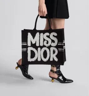 Dior-Inspired Book Tote with Miss Dior Graffiti (Black-2)