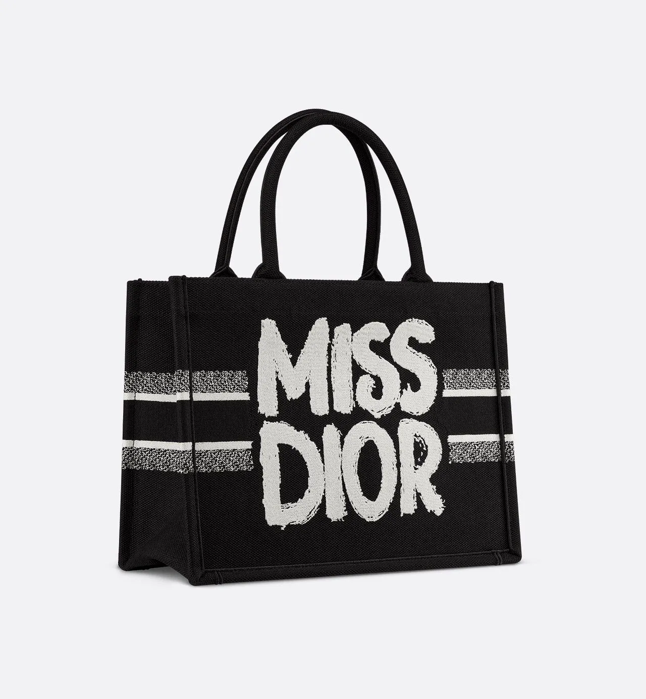 Dior-Inspired Book Tote with Miss Dior Graffiti (Black-2)