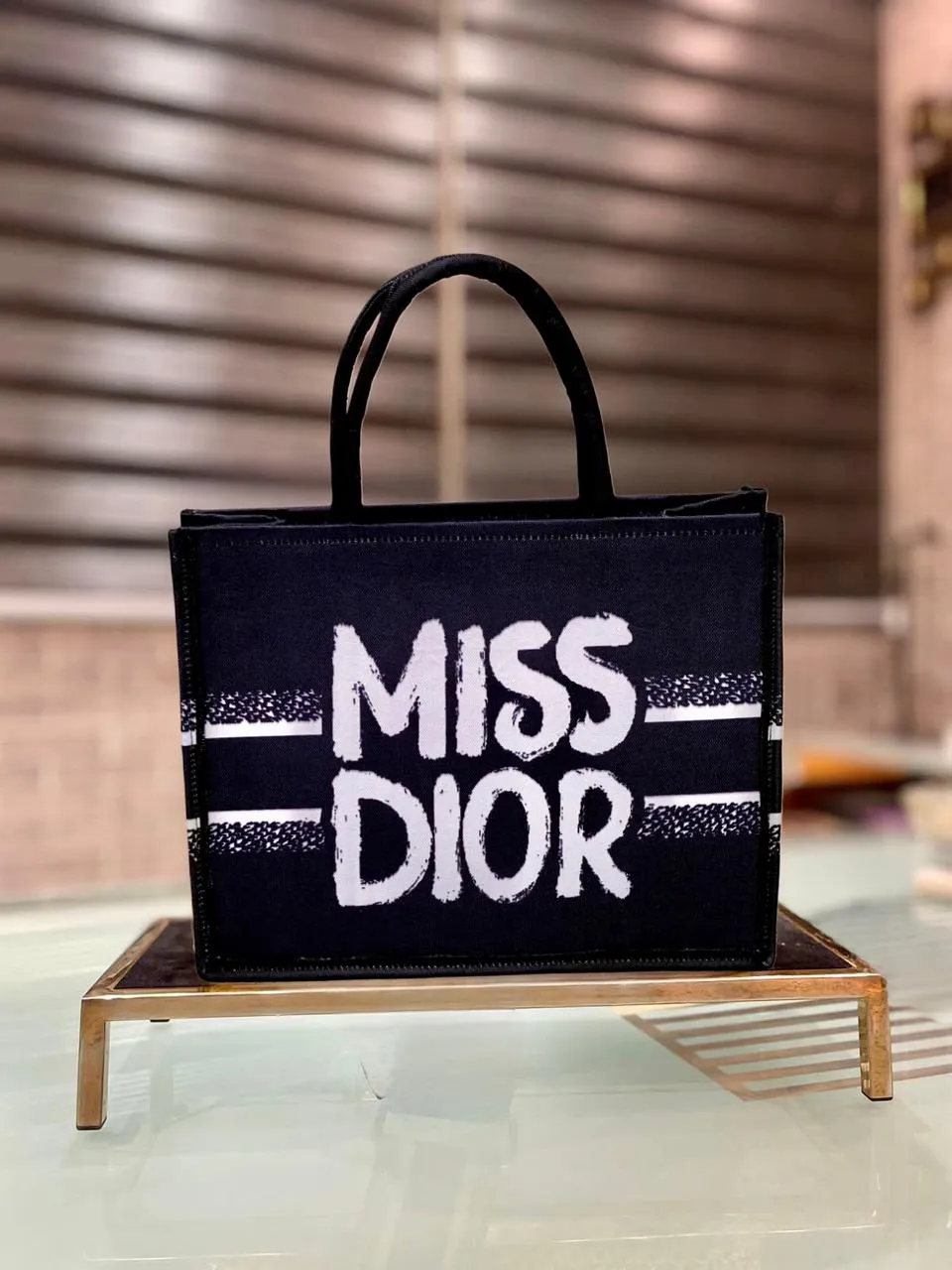 Dior-Inspired Book Tote with Miss Dior Graffiti (Black-2)