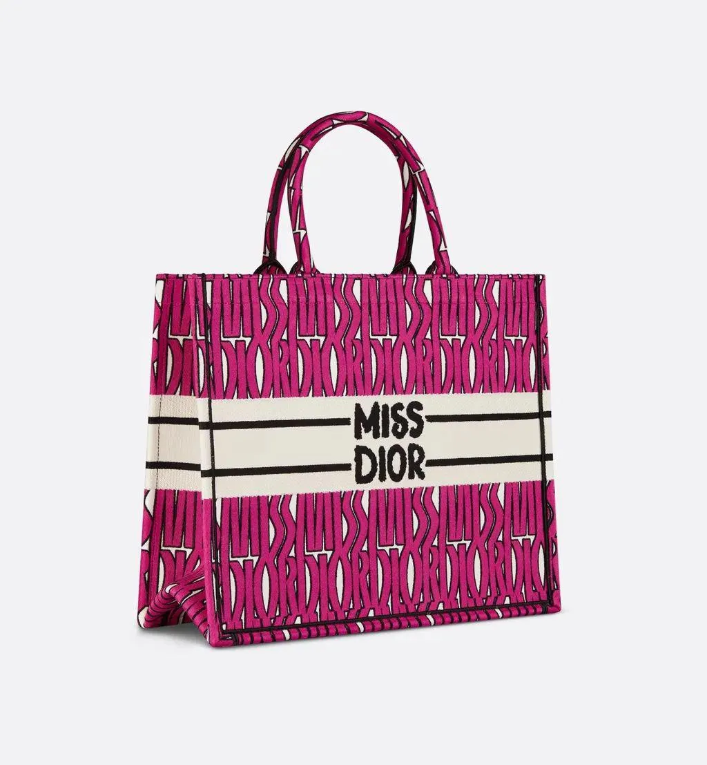 Dior-Inspired Book Tote with Miss Dior Graffiti (Pink-2)