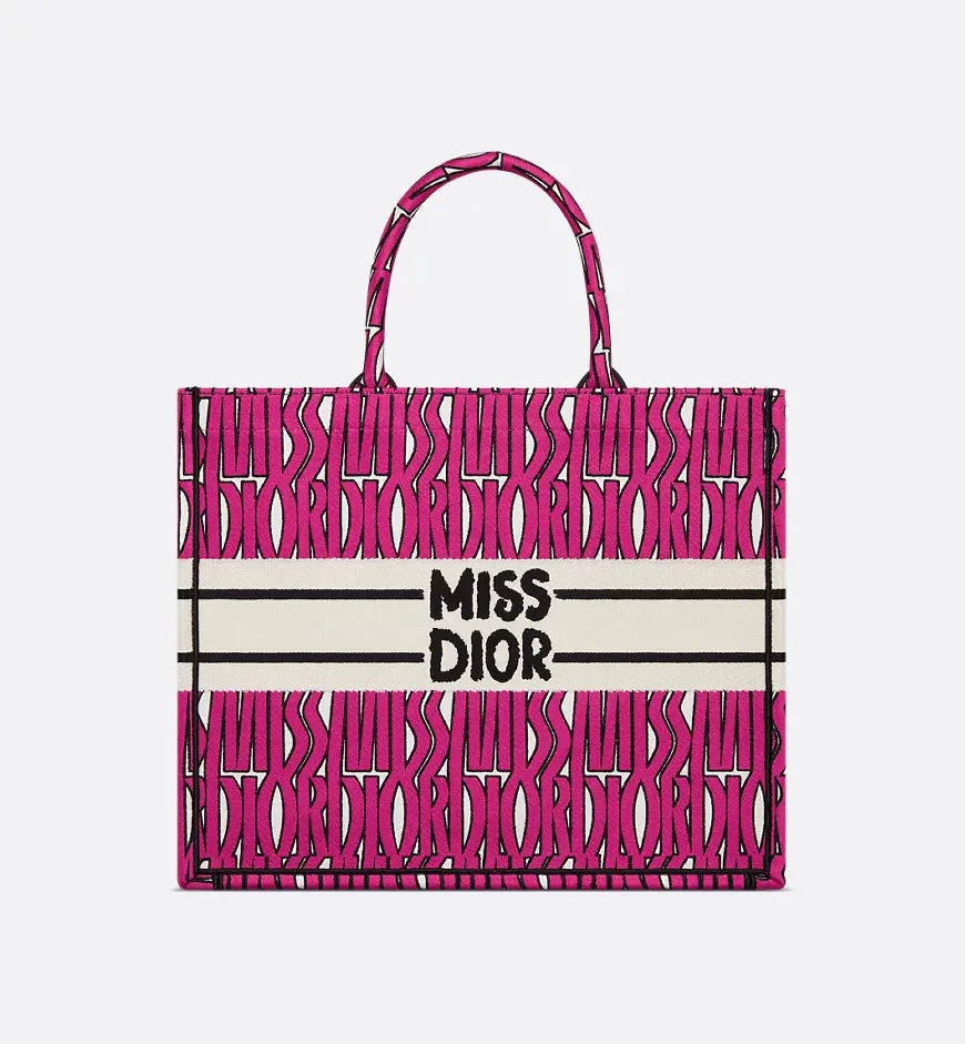 Dior-Inspired Book Tote with Miss Dior Graffiti (Pink-2)