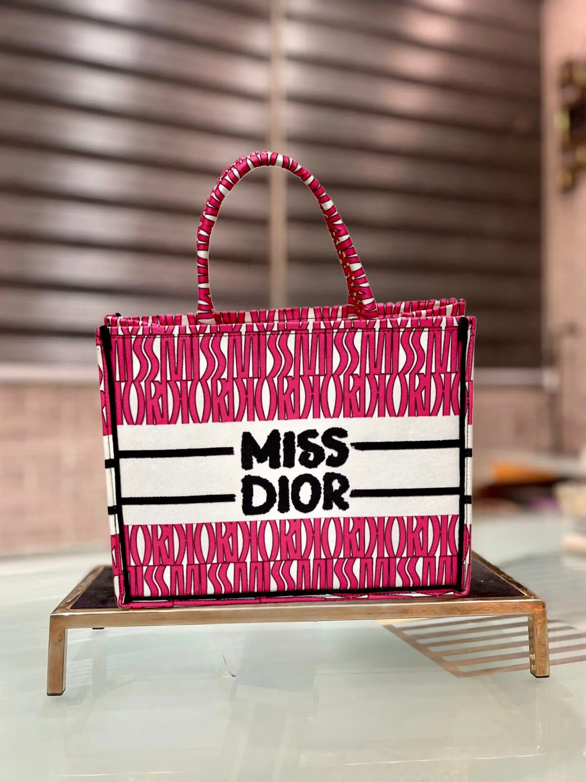 Dior-Inspired Book Tote with Miss Dior Graffiti (Pink-2)