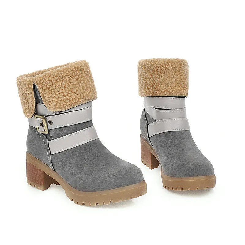 elveswallet Artificial Suede Chunky Heel Boots