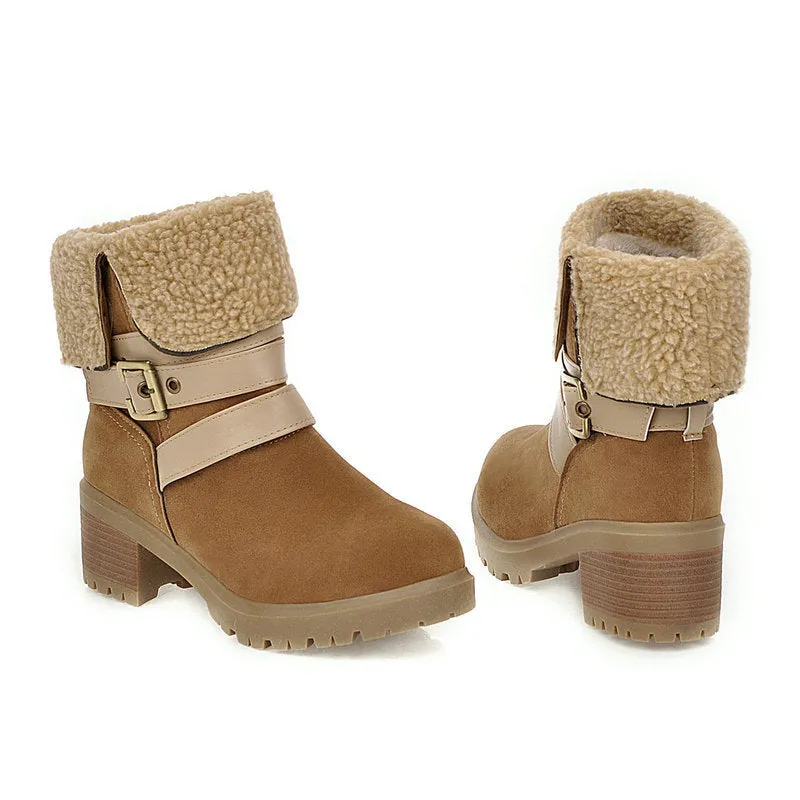 elveswallet Artificial Suede Chunky Heel Boots