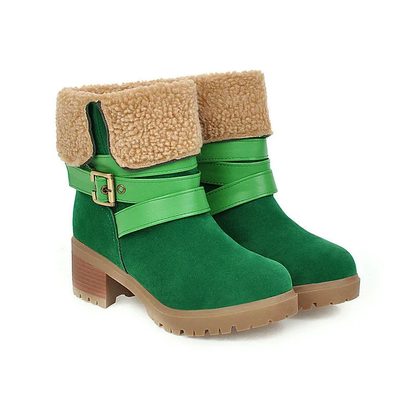 elveswallet Artificial Suede Chunky Heel Boots