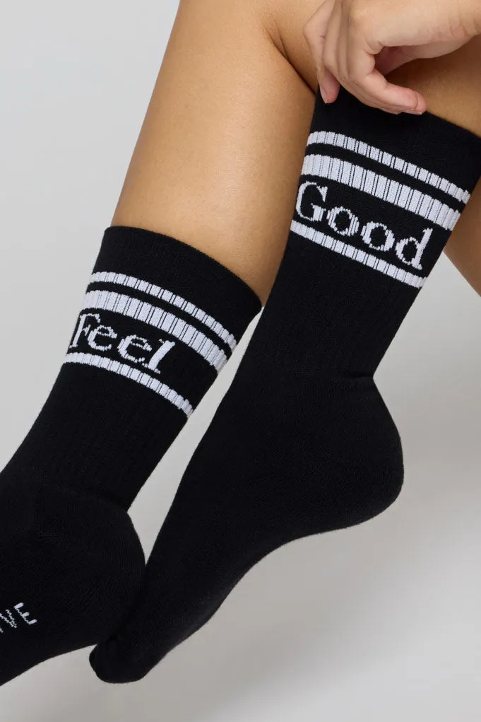 Feel Good Varsity Sock in Black