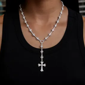 Flared Cross Rosary Necklace