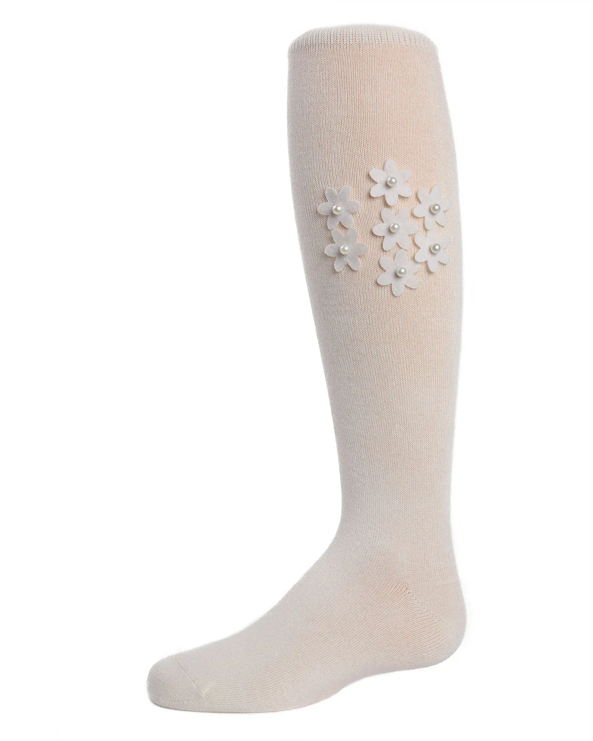 Floral Pearl Girls Cotton Blend Knee High Socks