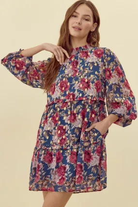 Floral Print Chiffon Dress